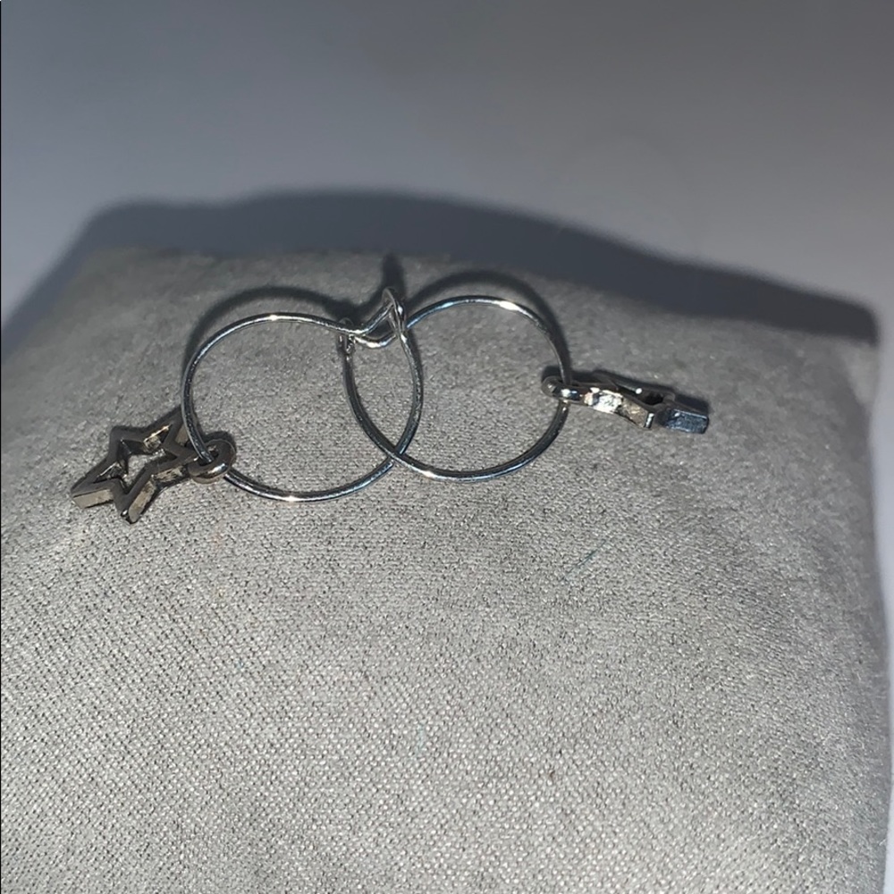 Silver star small hoop earrings